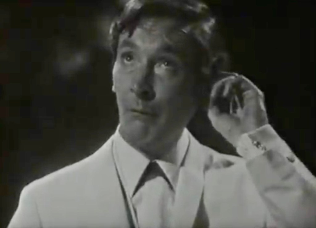 Kenneth Williams mid-monologue on International Cabaret on 6 September 1966.